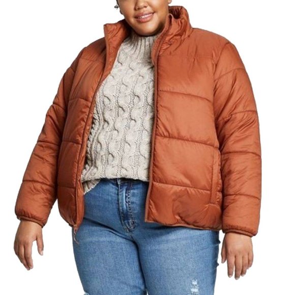 Universal Thread Women's Plus Size Puffy Rust Jacket NEW - Picture 1 of 3